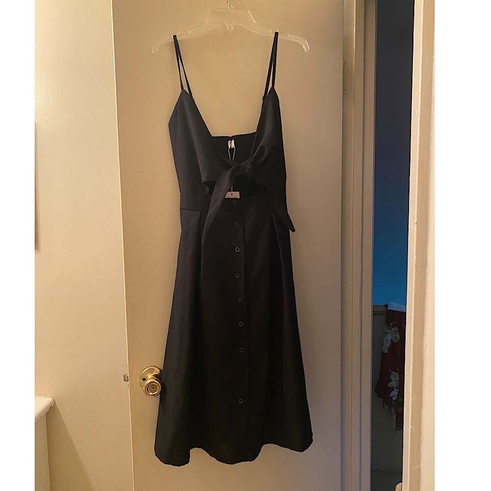 ECOWISH Summer Tie Front V-Neck Button Down Dress